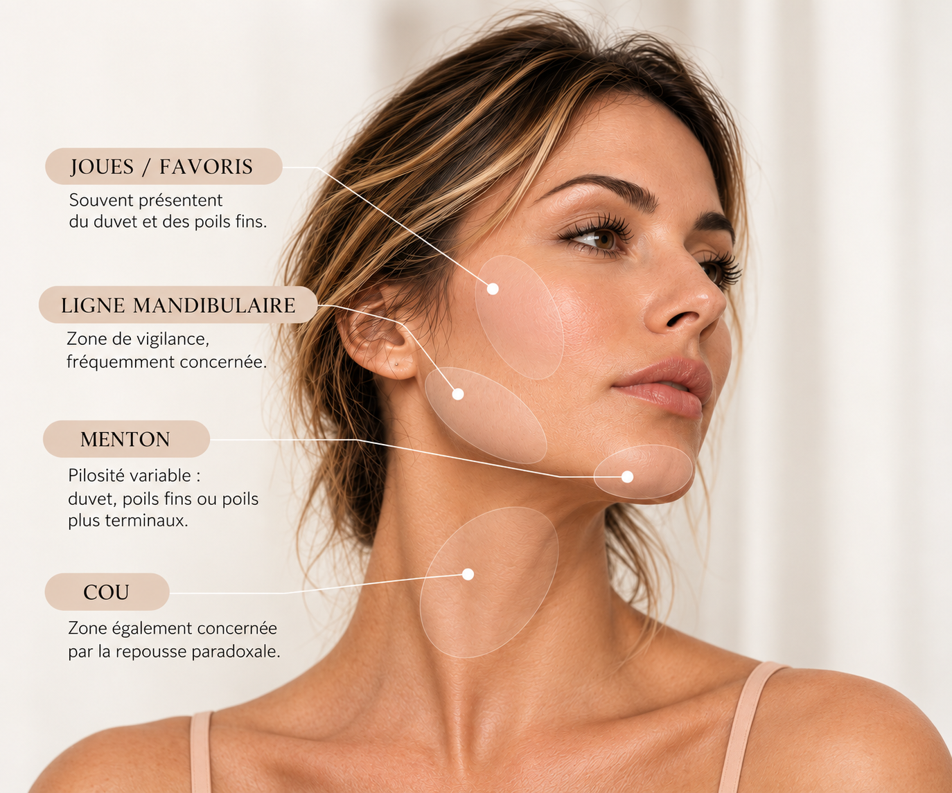 zones du visage les plus concernées par la repousse paradoxale